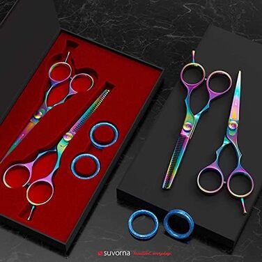 Набір професійних ножиць для стрижки волосся Suvorna 5.5 дюймів (2 шт.) - ножиці для фрізурів, барберські ножиці, ножиці для розрідження волосся. Для салонного використання.