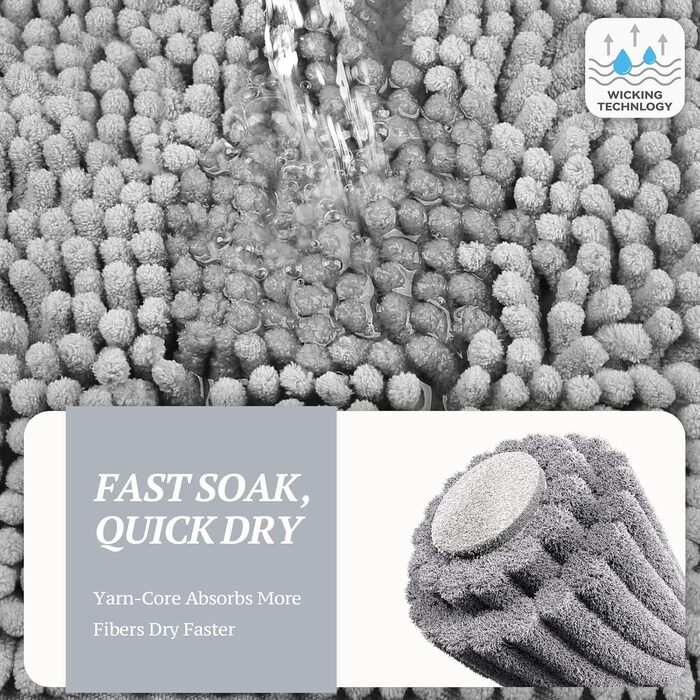 Килимок для собак VIVAGLORY Absorpmax Cleany Mat: поглинаючий, миючий, неслизький, сірий, 80x50 см