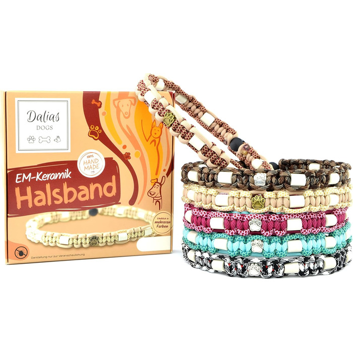 Нашийник для собак та котів EM-Keramik, індивідуальний розмір, оригінальна стрічка US-Paracord (до 20 см, чорно-білий)