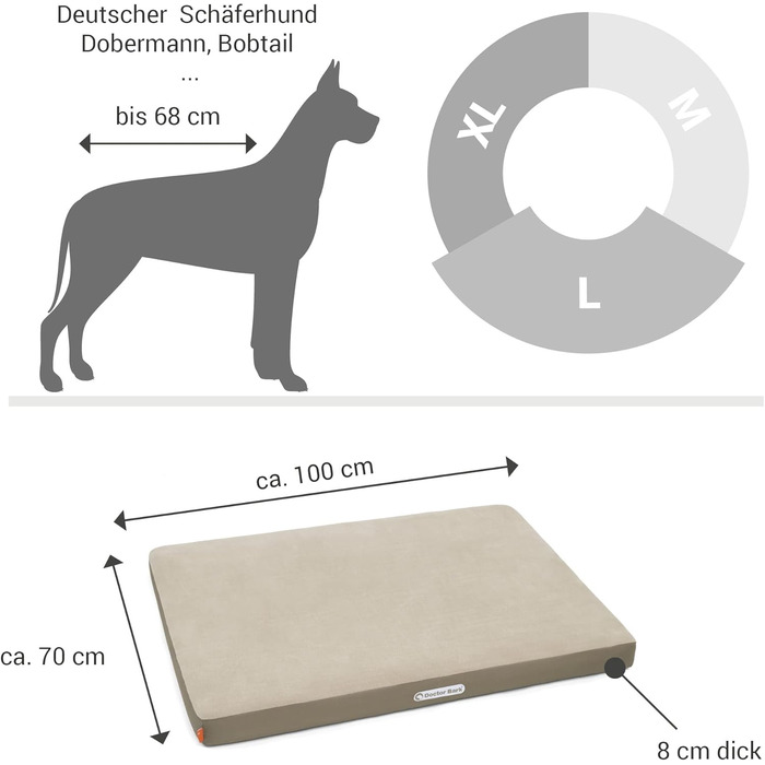Ортопедичний лежак для собак Doctor Bark з флісовою поверхнею, великий (L - 100x70 см, бежево-золотистий)