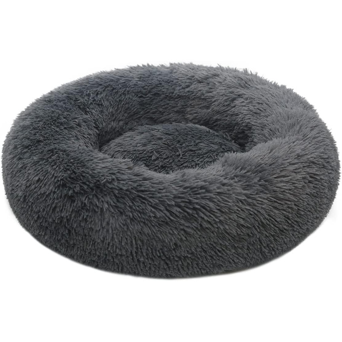 Кругле ліжко для котів та собак Donut-Katzenbett: м'яке, затишне, з підігрівом, антистрес, 60 см, темно-сірий