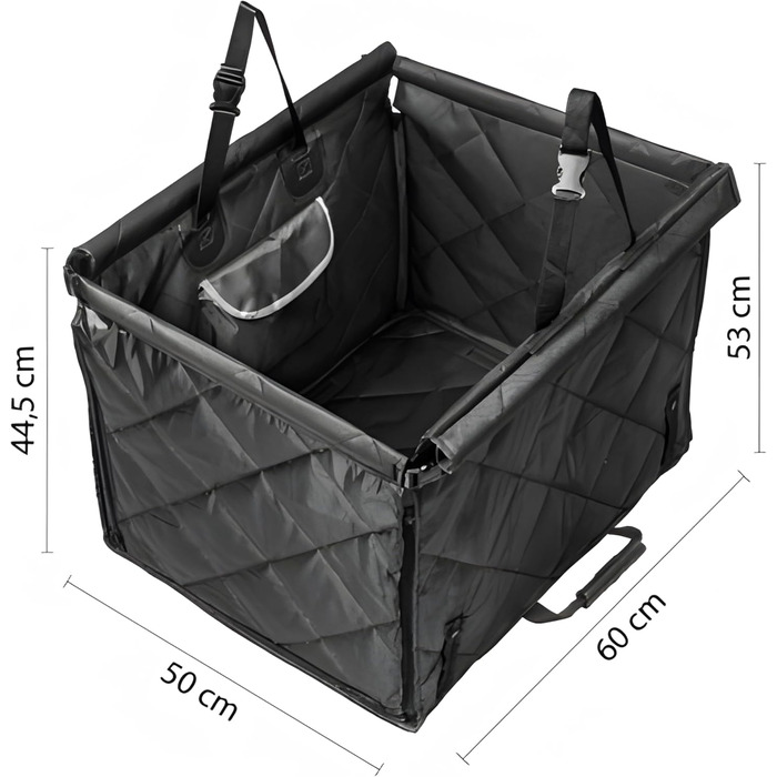 Автокрісло для собак Retoo: міцне, з сумкою, 60x50x44.5 см, чорне