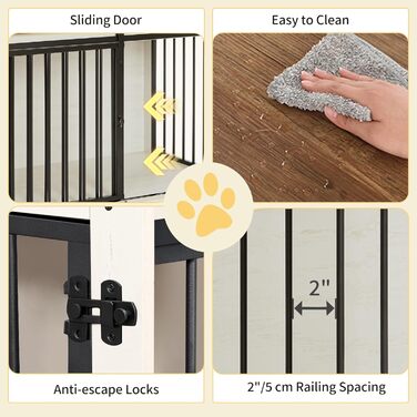 Будиночок для собаки Hzuaneri 100 см з дверцятами, дерев'яний, для дому, біло-коричневий