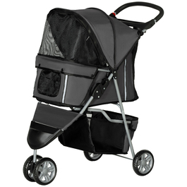 PawHut Dog Buggy Dog Buggy складний для собак і кішок до 10 кг Cat Buggy з подушкою сітчастої сітки Windows Підстаканник Сумка для зберігання Cat Buggy Dark Grey | Аосом