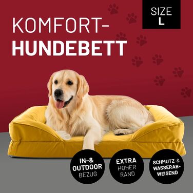 Ортопедичне собаче ліжко Lumaland для дому та вулиці | 70x60 см | для маленьких собак | водовідштовхувальне, з неслизьким дном, миється | жовтий колір