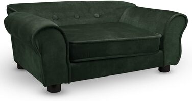 Диван-ліжко для собак і котів MG Design, зелений велюр, з підлокітниками та спинкою, міцний декоративний диван для дрібних і середніх тварин
