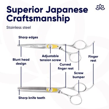 Професійний набір ножиць для стрижки волосся Equinox Razor Edge Series – ножиці для стрижки та филирування, ножиці для текстурування – срібний, 6.5 дюймів