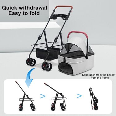 Дитяча коляска 2 в 1 для собак та дітей Loyliawa, складана, сіра