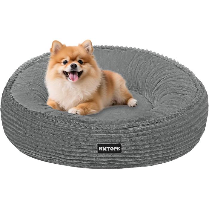 Кругле ліжко для собак середніх порід, котів. М'яке, зручне, знімний чохол, Ø 70 см, 60x60x18 см, сірий колір