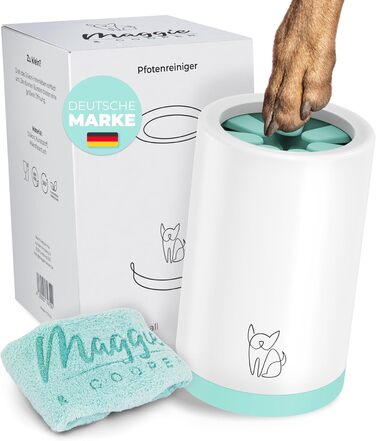 Очисник для лап тварин Maggie & Cooper (L, зелений) | для чистих лап | з мікрофібровою рукавичкою | 2 розміри | придатний для миття в посудомийній машині | м'які щітки