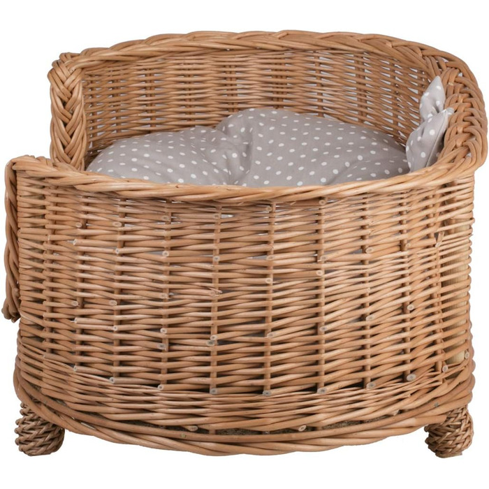 Лежак для собак і котів з лози з подушкою, дот, 85x58x37 см