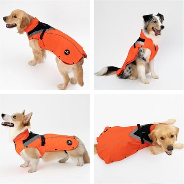 Водонепроникний дощовик для собак з винімним флісовим підкладкою, розмір L, помаранчевий