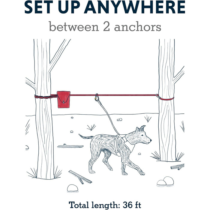 Ruffwear Knot-a-Hitch™ система для вигулу собак на кемпінгу, тросова лінія для прив'язі, туристичне рішення