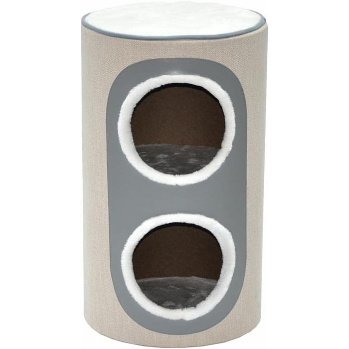 Котячий будиночок-крізьтонна Nanook Nala: стійкий крізьточний комплекс з печерами, 71 см, сизаль, штучна шкіра, бежевий, сірий