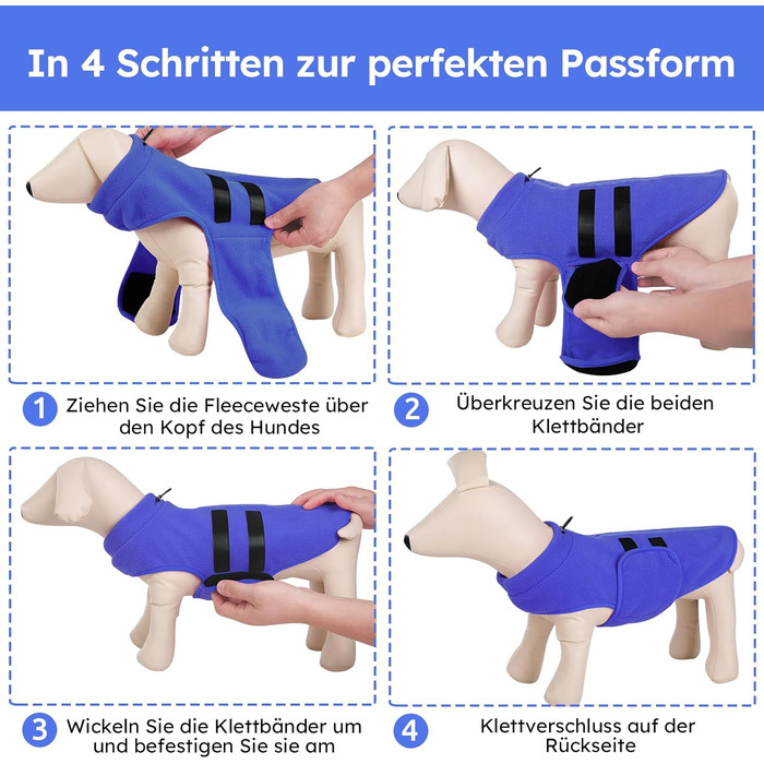 Теплий зимовий пуловер для собак Queenmore: флісова куртка, жилетка для дрібних порід (такса, чихуахуа, бульдог), блакитний, XS