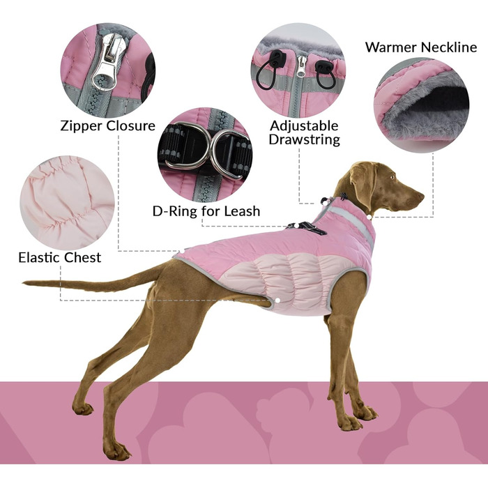 Теплий зимовий одяг для собак XS: теплий пуловер, куртка, жилетка для чихуахуа та інших маленьких порід (рожевий)