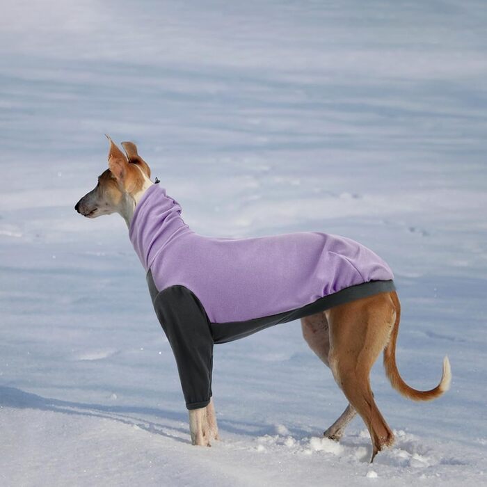 Тепла флісова роба для віндхундів (гріхунди), флісова куртка для віндхундів, одяг Gago для зими, зручний стиль для віндхундів, що мерзнуть (Армійний зелений, фіолетовий, S)