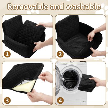 Автокрісло для собак: чорне, 40x40x35 см, для маленьких та середніх порід, з 2 ременями кріплення