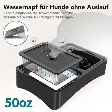 Підвищена годівниця для собак WS - 2-в-1 з регульованою висотою, анти-розливання, миска для корму та води без облизування (чорна)