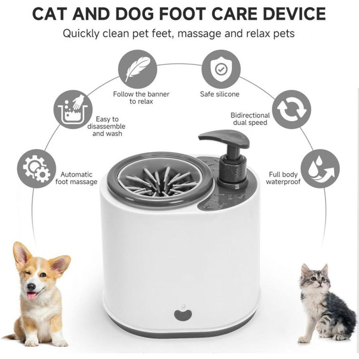 Автоматичний очисник лап для собак та котів | Портативний мийник лап з м'якою щетиною та мильним відсіком