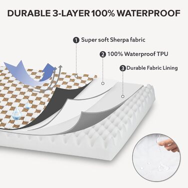 Ортопедичне ліжко для собак великих порід JOEJOY, 91.4 x 68.6 см, коричневе. Знімний, пральний чохол, м'який плюш, піна з пам'яті ефекту.