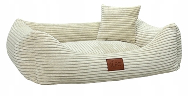 Лежанка для собак Leo4dog з вельвету, знімний чохол для прання, бежевий, L (100x80 см)