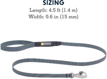 Повідок для собак RUFFWEAR Hi & Light, міцний, з інтегрованою кишенею, Crux-Clip, компактний, сірий Basalt Grey