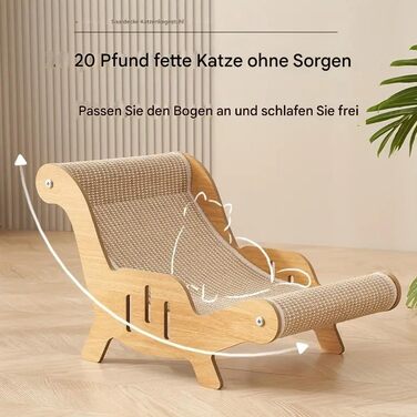 Крісло-лежанка для котів з сизалю, лежанка-крісло для дряпання котів, гамак для котів, кошик для котів, ліжко для котів, цуценят та дрібних тварин, 53x31x32 см