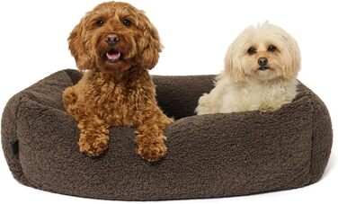 PAW WOW Sven: ортопедичне ліжко для собак | З м'якого плюшевого матеріалу | Для малих, середніх та великих собак (Колір: коричневий, 80x60 см)