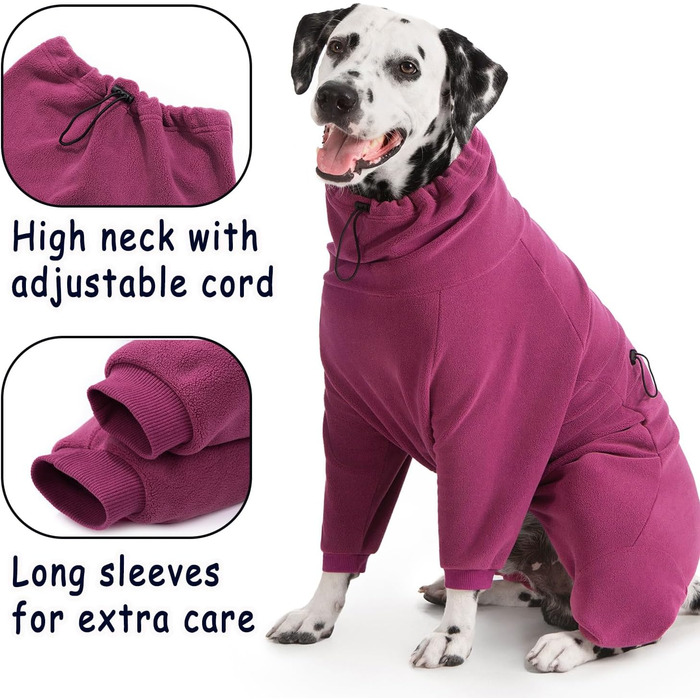 Теплий зимовий пуловер для собак Axcimond з флісу, з блискавкою, для маленьких, середніх та великих собак, тепла куртка для собак, одяг для собак, піжама для собак (M, Маджента)