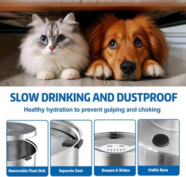 Нержавійна миска для собак 1L без розливання, повільне годування, для собак та котів маленьких та середніх порід