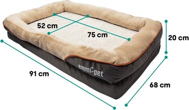 Ортопедичне ліжко для великих собак Emmi-pet, 91x68x20 см, м'яке і дихаюче собаче ліжко, нековзке, довговічне, пране, для великих і середніх собак