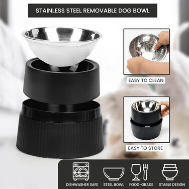 Станція для годування Belle Vous з висувними мисками для собак - 400 мл, миска з нержавіючої сталі з антиковзним підйомником - для великих/маленьких/середніх собак та котів