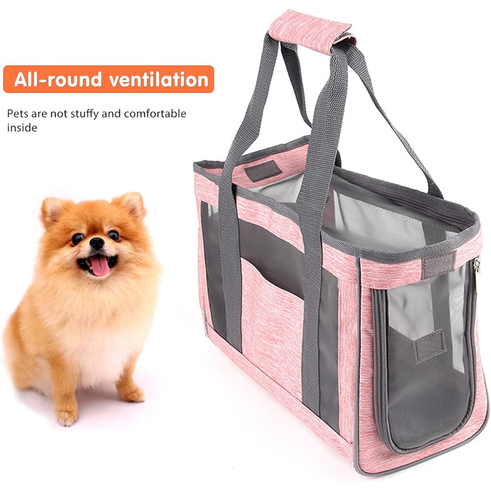Транспортна сумка для собак PETCUTE, рожева, з регульованим ременем, дихаюча, для котів та собак (M)