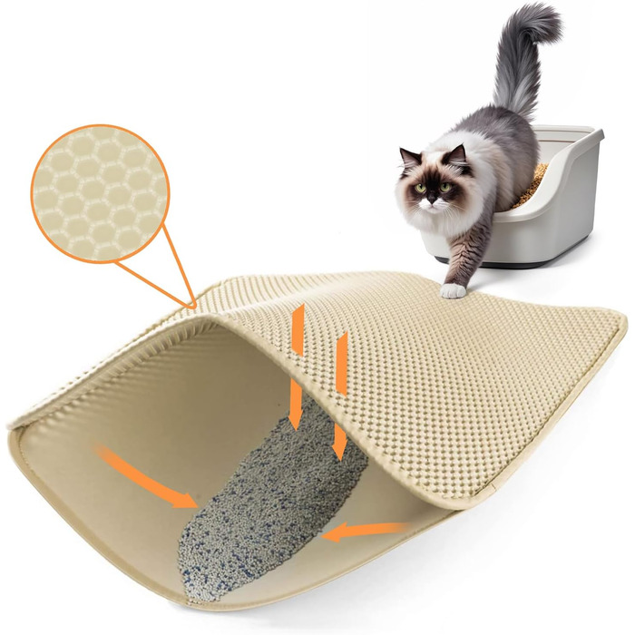 Килимок для котячого туалету Ycozy Katzenklo Matte 76x61 см, Oxford-тканина, водовідштовхувальний, контролює розсипання наповнювача