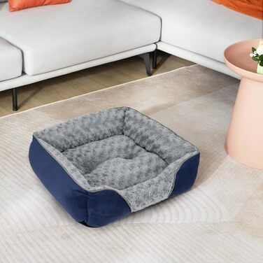 Ортопедичне ліжко для собак INVENHO, прямокутне, м'яке, миюче, з антиковзною основою, XL (35'x 25'x 9'), Marineblau (темно-синій)