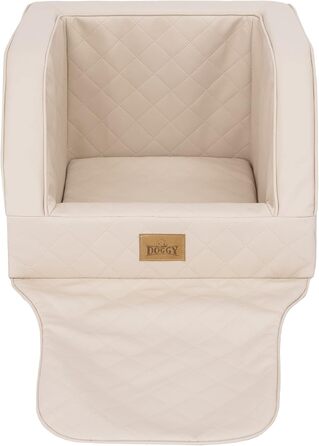 Автокрісло для собак, переноска для собак, лежанка для собак, переноски для тварин, для заднього сидіння, ковдра для собак, корзина для собак, лежанка для котів, для маленьких собак (46x46x31 см), бежева шкіра