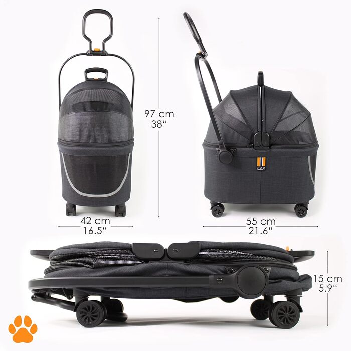Складана переносна переноска для собак та котів до 8 кг | З колесами | З міцного поліестеру та сітки | Легка переноска для тварин