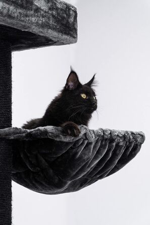 Дерев'яний кігтеточка для великих котів Petrebels Maine Coon XXL Lookout 198, надміцний, стовпи 15 см Ø, 100x60x198 см, чорний