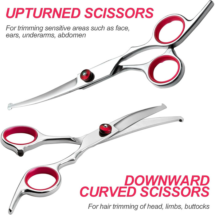 Набір професійних ножиць для грумінгу собак Newaner: ножиці з нержавіючої сталі, безпечні, для собак та котів, фінішна ножиця, гребінець, фіолетовий