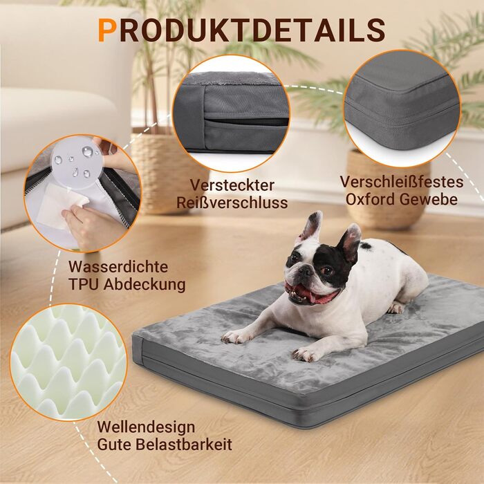 Ортопедичний лежак для собак Grosse Hundesofa: м'який та зручний, еліптичний, водонепроникний, антиковзкий, стійкий до укусів, лежанка для собак, подарунок для любителів тварин (XL-88)