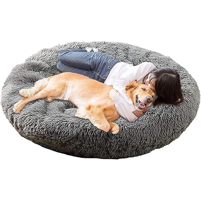 Крісло-ліжко для собак середніх та великих порід, бавовна, ортопедичне, з підігрівом, сіре, 120 см