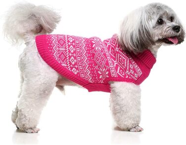 Пуловер для собак HOMIMP Argyle - теплий зимовий одяг для цуценят та собак різних розмірів. М'який теплий одяг для собак, червоний (S, рожевий)