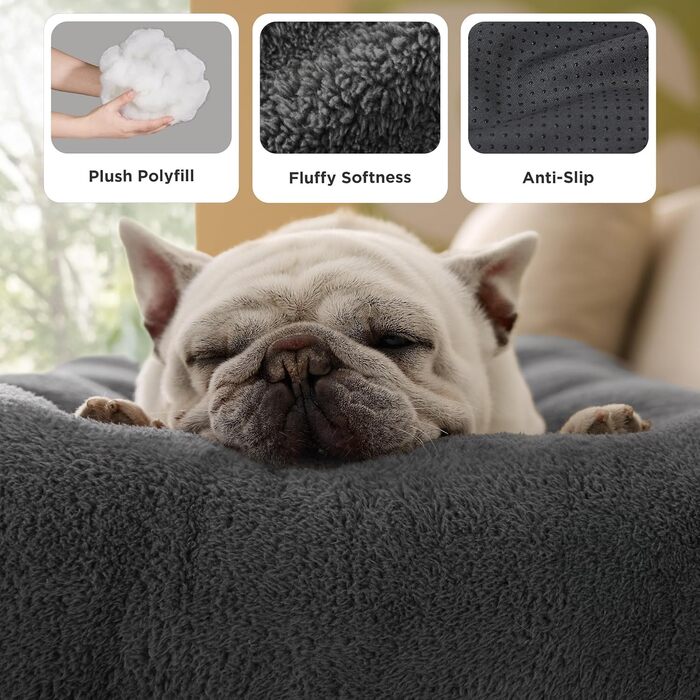 Крісло-лежанка для собак BEDSURE - XXL, сіре, 119x74x8 см. Лежанка для великих собак з антиковзним дном.