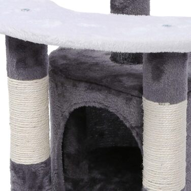 Дряпалка для котів Wiltec 67 см, чорно-біла, з сизалю, платформою, будиночком та іграшкою, крізьбаум для котів