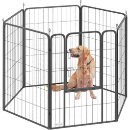 PawHut Клітка для цуценят та собак 6-ти кутова, з 6 грат, з дверцятами, захисний тент, 100 см, для дому та вулиці