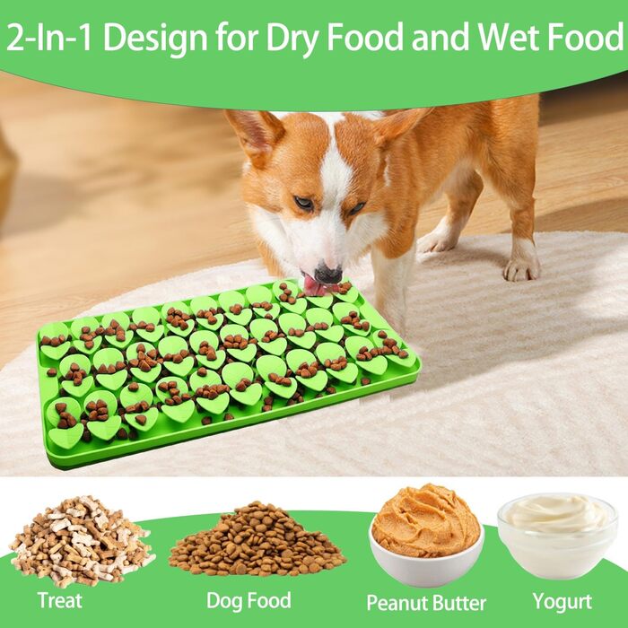 Силіконова килимок-головоломка для собак середнього розміру, фіолетовий. Стимулює природний інстинкт пошуку їжі, сповільнює швидкість поїдання. З присосками.