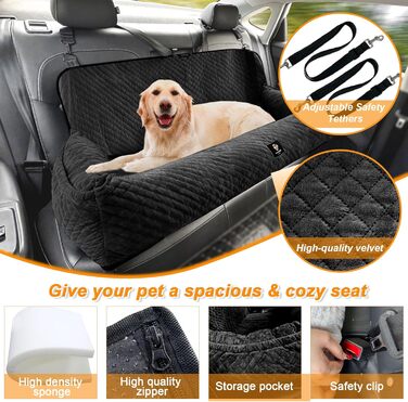 Підвищення для собак в авто, автокрісло для собак до 11,3 кг, з ременями безпеки, чорне, для передніх та задніх сидінь