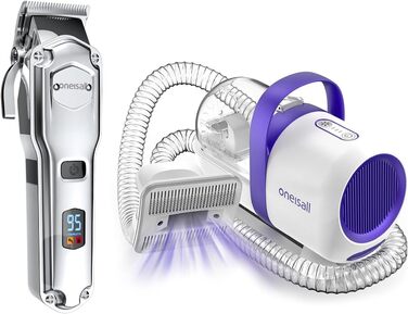 Машинка для стрижки собак Oneisall 3-в-1 з пилососом та щіткою, для густого хутра, 12000Pa