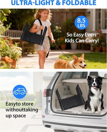 Сходинка для собак у машину, 5 сходинок, складана, для SUV та вантажівок, висота 86-96,5 см, антиковзаюча поверхня, підтримує до 68 кг